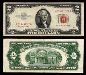 US $2.00 (Red Seal) Note - 1953C - Circulated - Picture 1 of 1