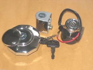 HONDA CB100 CL100 CB125S CB125 S Ignition Switch Steering Lock Gas Tank Cap Set - Picture 1 of 2