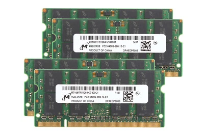 4X 4GB Micron 4GB 2Rx8 PC2-6400 SO-DIMM Laptop Memory DDR2 800Mhz RAM CL6 - Image 1 of 4