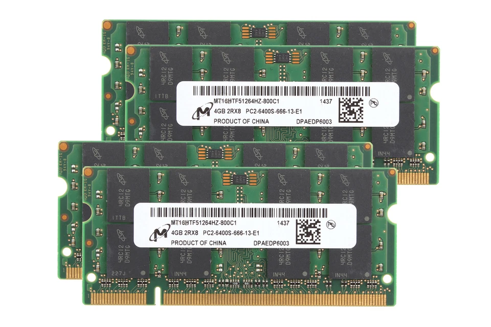 4X 4GB Micron 4GB 2Rx8 PC2-6400 SO-DIMM Laptop Memory DDR2 800Mhz RAM CL6 - Image 1 of 4