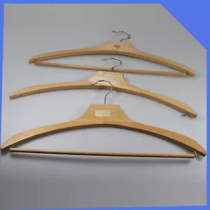 3 vintage Coat Jacket Trousers Dress T-Shirt Wardrobe Wooden Clothes Hangers Set - Picture 1 of 4