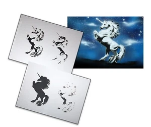 AS-021 Einhorn Step by Step Airbrush Schablone für Acryl Spray Wand Tattoo Farbe - Picture 1 of 6