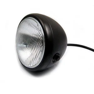 Black billet motorcycle 6.5" headlight Harley Honda Yamaha custom chopper racer - Foto 1 di 5