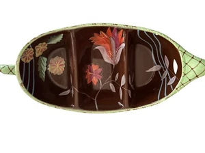 Servidor de cuenco de 3 secciones pintado a mano Tracy Porter The Vivre Collection 16" x 7" - Imagen 1 de 13