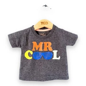Baby Boys Grey Mr Cool Print Short Sleeved T-Shirt Top Age 0-3 months - Picture 1 of 2