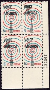 Scott #1329 Voice of America Plate Block of 4 Stamps - MNH - Picture 1 of 2