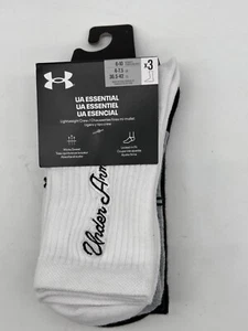 NEW UNDER ARMOUR WOMEN UA ESSENTIAL LIGHTWEIGHT CREW SIZE 6-10 WHITE /BLACK/GREY - Picture 1 of 4