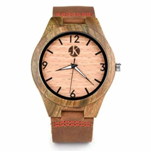 KIM JOHANSON HOLZ ARMBANDUHR *BROWN SUGAR* SANDELHOLZ LEDER ARMBAND QUARZ UHR - Bild 1 von 8