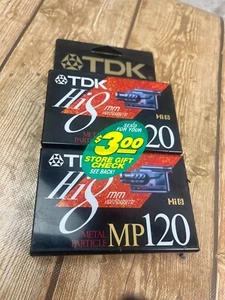 2 TDK Metal Particle MP120 Hi8mm Video Cassettes New - Picture 1 of 4