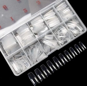 Krofaue 500PCS Clear False Nails Tips, Half Cover Lady French Style Acrylic - Picture 1 of 7