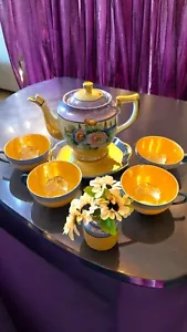 JUEGO DE TETERA JAPONÉS IRIDISCENTE LUSTRE PLATO DE ALMUERZO TAZAS DE TÉ JARRÓN 8 piezas - Imagen 1 de 20