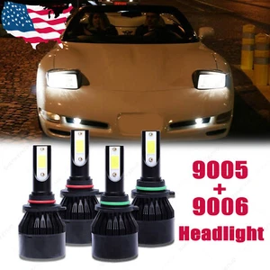 4pc For  C5 1997-2002 2003 2004 LED Headlights High-Low Beam Bulbs 6000K - Picture 1 of 12