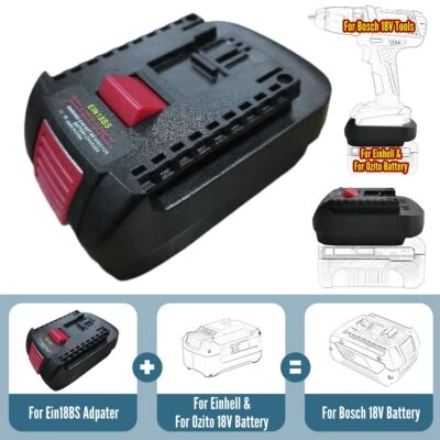 MARKENLOS Adaptador convertidor para batería Einhell 18V Li-Ion para herramienta eléctrica Bosch 18V