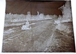 aprox. Placa fotográfica de vidrio 1917 - Illinois Central Railroad Construction db - Imagen 1 de 5