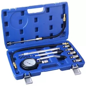 11 Pcs Cylinder Compression Tester Gas Engine Gauge Kit Tool Auto Car Motorcycle - Picture 1 of 6