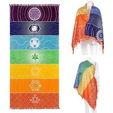 Bohemian Rainbow Beach Mat Mandala Blanket Wall Hanging Tapestry Yoga Towel X0R0