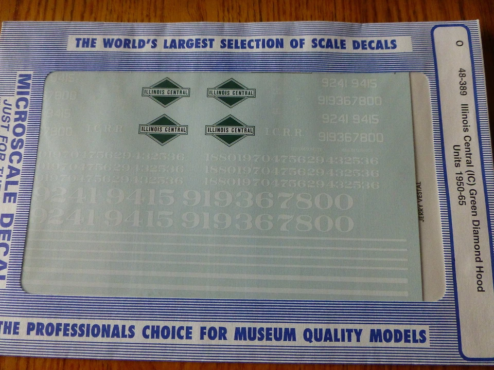Microscale Decal O #48-389 Illinois Central (IC) Green Diamond Hood (1950-1965 - Image 1 of 1