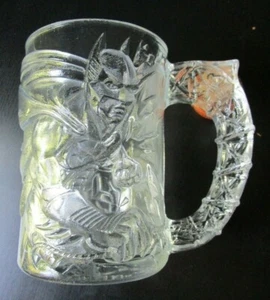 McDonald's 1995 BATMAN FOREVER Tazza da bere in vetro trasparente 4" Batman DC Comics - Foto 1 di 9