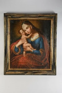 P89E16- Altmeister Gemälde Madonna mit Kind nach altem Vorbild 19.Jh (?) - Bild 1 von 12