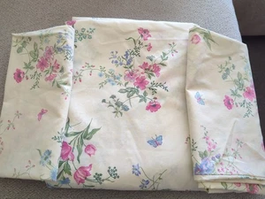 Cannon Vintage Floral Full Flat Sheet W 2 Kissenbezügen Creme/Rosa & Blau Floral - Bild 1 von 2