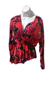 Blusa donna Zara Trafuluc floreale multicolore manica lunga scollo a V taglia-S#26 - Foto 1 di 11