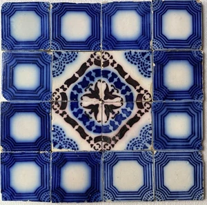 FRANCIA AZULEJOS ANTIGUOS - PAS DE CALAIS - DESVRES - 16 - TILE SET c1870 - Picture 1 of 6