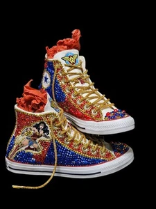 Custom Made Wonder Woman Blinged Out Chucks - Picture 1 of 5