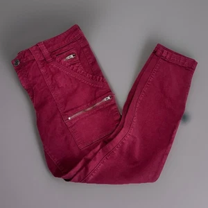 Joie Womens Size 29 Red Burgundy Mid Rise Park Skinny Cargo Zip Pocket Pants - Picture 1 of 15