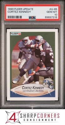 1990 FLEER UPDATE #U-85 CORTEZ KENNEDY RC SEAHAWKS HOF PSA 10 - Image 1 of 3