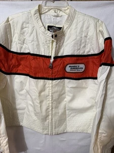Damen Harley Davidson weiß und orange Racing Jacke, gestreift Größe XXL - Bild 1 von 8