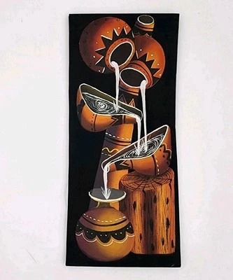 Оригинальная картина маслом племенное африканское искусство тыквы калабас вода богемное 12 дюймов x 25 дюймов - Изображение 1 из 4