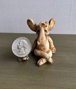 Vintage Collectible Miniature Moose Ceramic Figurine Artist Signed - Picture 1 of 6