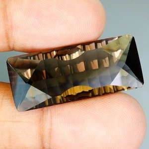 Achteck konkav geschliffen natürlicher sauberer Rauchquarz Brasilien 27,55ct 23x14mm Edelstein - Bild 1 von 14
