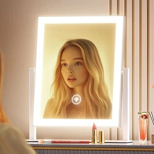 15.2" Lighted Makeup Mirror Hollywood Vanity Mirror with Lights, Three Color Mod - Picture 1 of 9