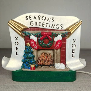 Vintage Lighted Christmas Tree Fireplace Ceramic Decoration Noel - Picture 1 of 14