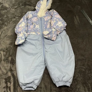 Vintage Enten Pastellblau Schneeanzug 18mo Punkt Kapuze Handschuhe - Bild 1 von 7