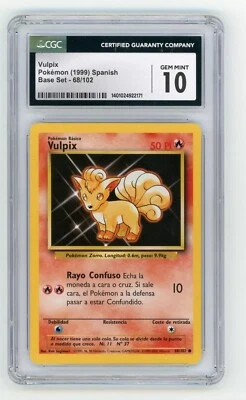 Vulpix Pokemon (1999) Base Set Spanish #68/102 CGC 10 GEM MINT POP 1 Highest - Image 1 of 2
