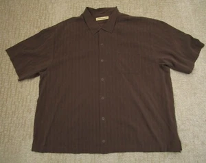 Tommy Bahama Shirt Men XXL 2XL Brown Silk Short Sleeve Button Up Loop Collar - Imagen 1 de 7
