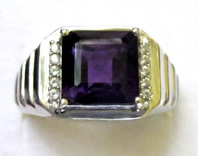 Men's Amethyst Ring / size 13 / 925 Sterling Silver / 5.5cts,  8.5 grams - Image 1 of 4