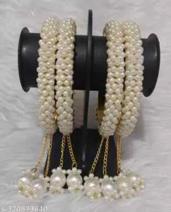 4PC Designer Moti Bangles With Moti Latkan (6.3cm inner daimeter 2.8) - Picture 1 of 1