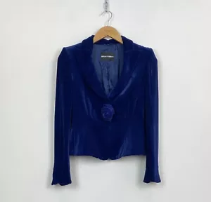 Blazer de terciopelo vintage Emporio Armani chaqueta a medida floral rosa azul para mujer 38 - Imagen 1 de 11