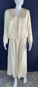 Vtg Wild Rose Dress Jacket 14 Cream Embroidered 90s Ivory Elegant - Picture 1 of 12