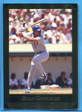 JUAN GONZALEZ ~ 1992 Investor's Journal Baseball Black Gold Foil Card #125   