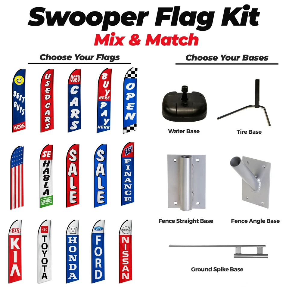 Automotive Dealership Swooper Flag Kits Tall Flags for Car Lots Advertising Sign - Image 1 of 4