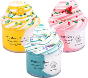 Butter Slime Kit 3 Pack with Watermelon, Latte and Lemon Charms, Cool Preppy Stu - Picture 1 of 23