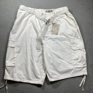 NOIZ Shorts Herren 50 weiß Cargo mit Gürtel 12 Zoll Schrittlänge lange Linie NEU - FLECKEN - Bild 1 von 21