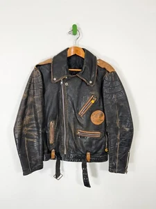 Chaqueta de moto de cuero vintage Furygan Panther - motociclista clásica de los años 70 M - Imagen 1 de 11