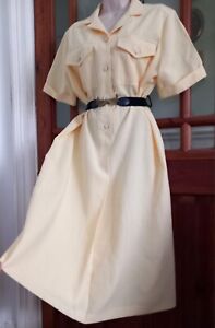 Vtg 70s St Michael Safari Style Shirt Shift Tea Dress Size 14 (No Belt)