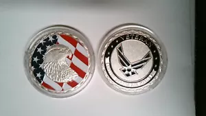 CHALLENGE COIN UNITED STATES AIR FORCE PROUD VETERAN SILVER COLOR - Picture 1 of 1