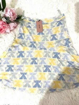 Юбка с принтом Miu Miu Cat длина до колена желтая и синяя размер M неиспользованная - Изображение 1 из 4